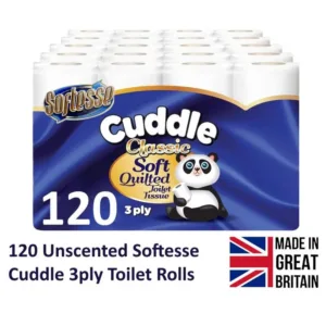 【NO. 1 sale !!! over 10000 sold !!!!】 120 Panda Cuddle SOFTEESE 3PLY Toilet Tissue – White Soft Quilted Toilet Paper 10X12pk Lightweight Sheets flushable bathroom